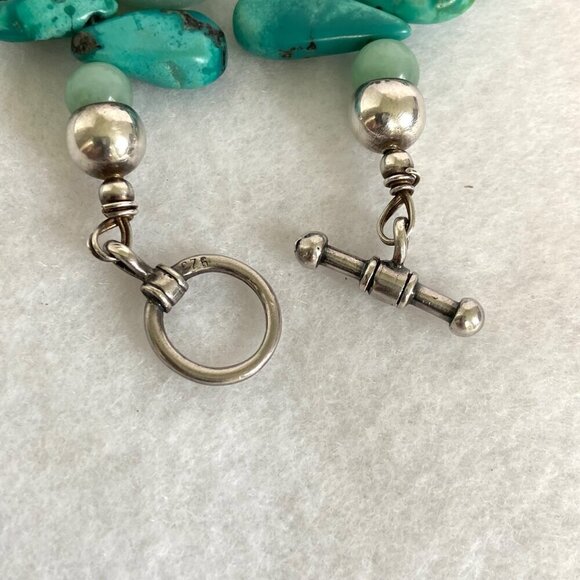 Sterling Silver 925 Teardrop Turquoise Aventurine & Sodalite Beaded Bracelet  7" - Picture 9 of 16